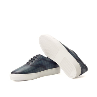 DapperFam Riccardo in Denim Men's Hand-Painted Italian Leather Top Sider
