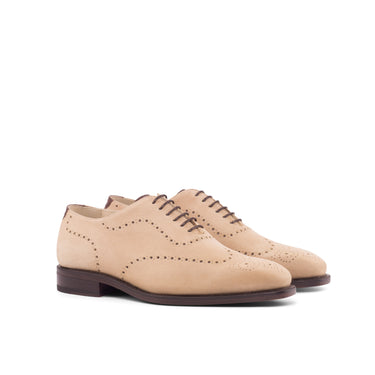 DapperFam Giuliano in Taupe / Dark Brown Men's Italian Croco Embossed Leather & Italian Suede Whole Cut in Taupe / Dark Brown