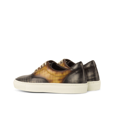 DapperFam Riccardo in Grey / Cognac Men's Hand-Painted Italian Leather Top Sider