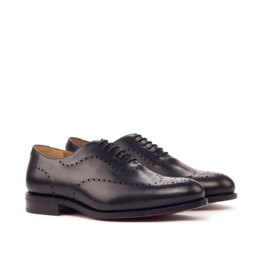 DapperFam Giuliano in Black Men's Italian Leather & Italian Pebble Grain Leather Whole Cut in Black