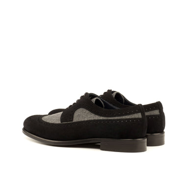 DapperFam Zephyr in Light Grey / Black Men's Flannel & Lux Suede Longwing Blucher