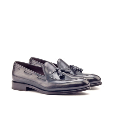 DapperFam Luciano in Grey Men's Hand-Painted Patina Loafer in Grey