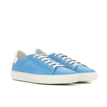 DapperFam Rivale in Turquoise Men's Italian Full Grain Leather Trainer in Turquoise #color_ Turquoise