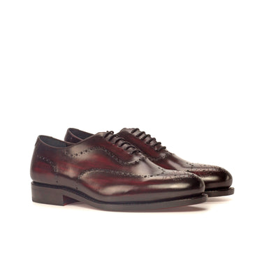 DapperFam Giuliano in Burgundy / Black Men's Italian Leather & Hand-Painted Patina Whole Cut in Burgundy / Black