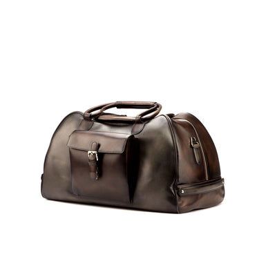 DapperFam Luxe Men's Travel Duffle in Grey Painted Calf