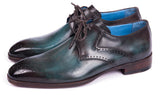Paul Parkman Men's Medallion Toe Derby Shoes in Turquoise & Brown