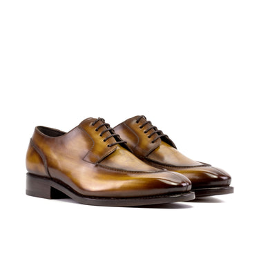 DapperFam Lorenzo in Cognac Men's Hand-Painted Patina Derby Split Toe in Cognac