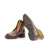 DapperFam Ryker in Burgundy / Olive / Cognac Men's Italian Leather Moc Boot