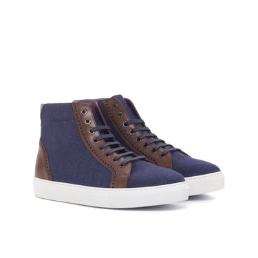DapperFam Cadenza in Navy Men's Linen High Kicks in Navy