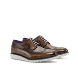 DapperFam Zephyr in Fire Men's Hand-Painted Patina Longwing Blucher in Fire