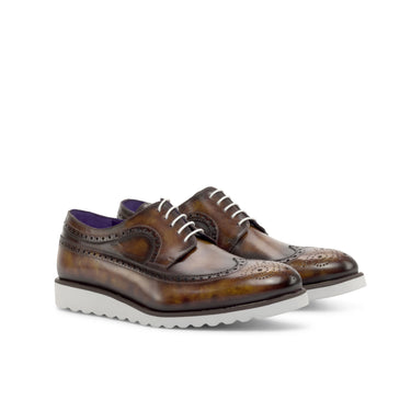 DapperFam Zephyr in Fire Men's Hand-Painted Patina Longwing Blucher in Fire