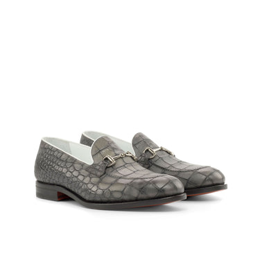 DapperFam Luciano in Grey / Black / White Men's Italian Leather Loafer in Grey / Black / White