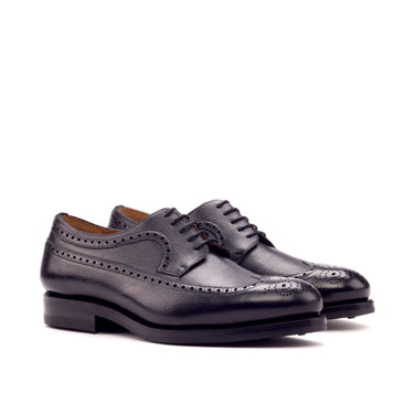 DapperFam Zephyr in Black Men's Italian Full Grain Leather Longwing Blucher in Black
