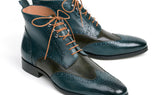 Paul Parkman Wingtip Ankle Boots in Dual Tone Green & Blue