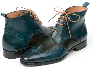 Paul Parkman Wingtip Ankle Boots in Dual Tone Green & Blue