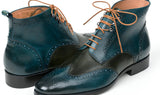 Paul Parkman Wingtip Ankle Boots in Dual Tone Green & Blue