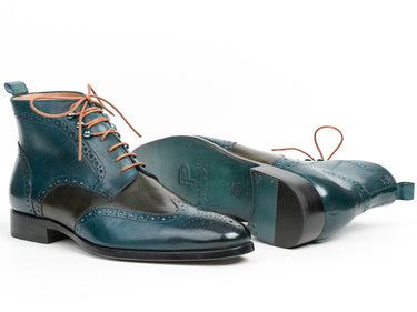 Paul Parkman Wingtip Ankle Boots in Dual Tone Green & Blue