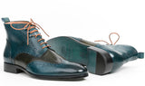 Paul Parkman Wingtip Ankle Boots in Dual Tone Green & Blue