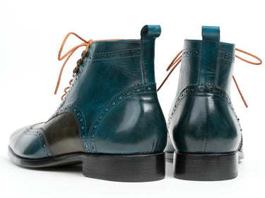 Paul Parkman Wingtip Ankle Boots in Dual Tone Green & Blue
