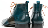 Paul Parkman Wingtip Ankle Boots in Dual Tone Green & Blue
