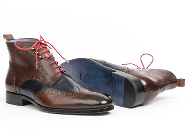 Paul Parkman Men's Wingtip Ankle Boots in Brown & Blue