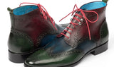 Paul Parkman Men's Wingtip Ankle Boots in Green, Blue & Bordeaux