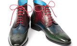 Paul Parkman Men's Wingtip Ankle Boots in Green, Blue & Bordeaux