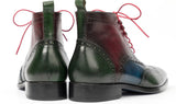 Paul Parkman Men's Wingtip Ankle Boots in Green, Blue & Bordeaux