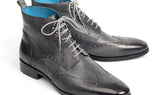Paul Parkman Men's Hand-Painted Wingtip Ankle Boots in Gray