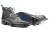 Paul Parkman Men's Hand-Painted Wingtip Ankle Boots in Gray