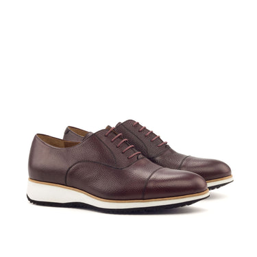 DapperFam Rafael in Burgundy Men's Italian Pebble Grain Leather Oxford in Burgundy