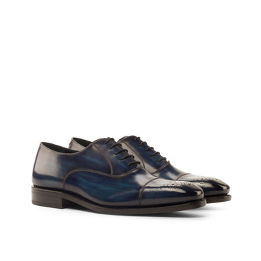 DapperFam Rafael in Denim Men's Hand-Painted Patina Oxford in Denim