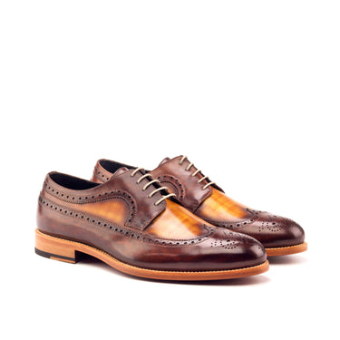 DapperFam Zephyr in Cognac / Brown Men's Hand-Painted Patina Longwing Blucher in Cognac / Brown