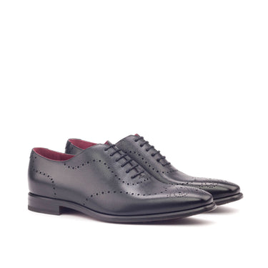 DapperFam Giuliano in Black Men's Italian Pebble Grain Leather Whole Cut in Black