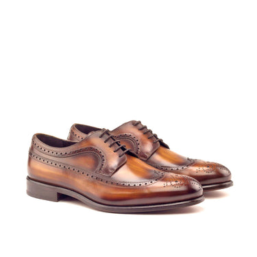 DapperFam Zephyr in Cognac Men's Hand-Painted Patina Longwing Blucher in Cognac