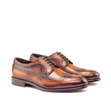 DapperFam Zephyr in Cognac Men's Hand-Painted Patina Longwing Blucher