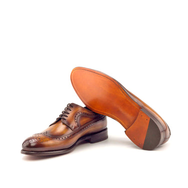 DapperFam Zephyr in Cognac Men's Hand-Painted Patina Longwing Blucher