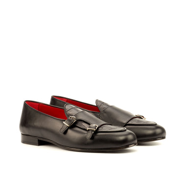 DapperFam Rialto in Black Men's Italian Leather Monk Slipper in Black