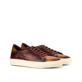 DapperFam Rivale in Burgundy / Cognac Men's Italian Leather Trainer in Burgundy / Cognac