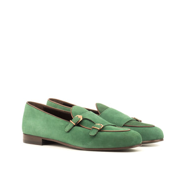 DapperFam Rialto in Forest / Dark Brown Men's Suede & Italian Leather Monk Slipper in Forest / Dark Brown