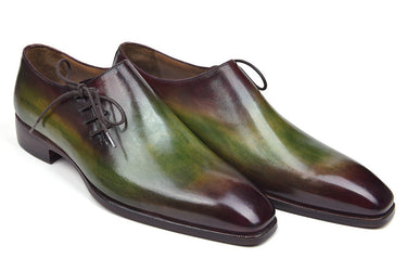 Paul Parkman Men's Side Lace Leather Oxfords in Green & Bordeaux