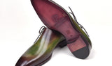 Paul Parkman Men's Side Lace Leather Oxfords in Green & Bordeaux