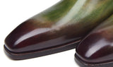 Paul Parkman Men's Side Lace Leather Oxfords in Green & Bordeaux