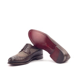DapperFam Zephyr in Tweed / Dark Brown Men's Sartorial & Italian Croco Embossed Leather Longwing Blucher