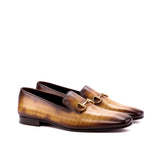 DapperFam Khalil in Cognac Men's Hand-Painted Patina Slipper in Cognac D - Standard Width