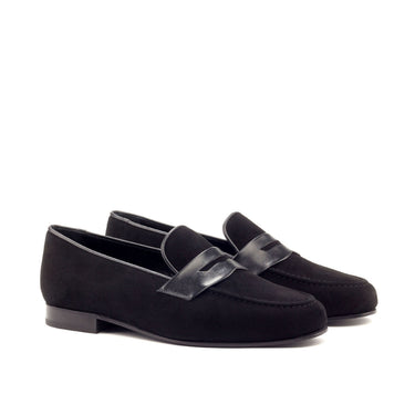 DapperFam Enzo in Black Men's Suede Slipper in Black