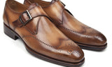Paul Parkman Men's Wingtip Single Monkstraps in Brown & Camel