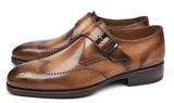 Paul Parkman Men's Wingtip Single Monkstraps in Brown & Camel