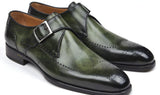 Paul Parkman Men's Wingtip Single Monkstraps in Green