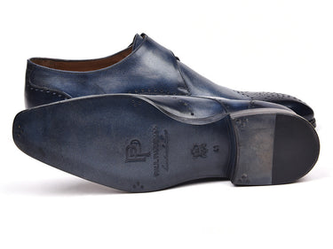 Paul Parkman Men's Wingtip Single Monkstraps in Navy